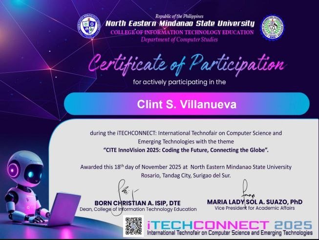 iTECHCONNECT 2025 certificate of participation